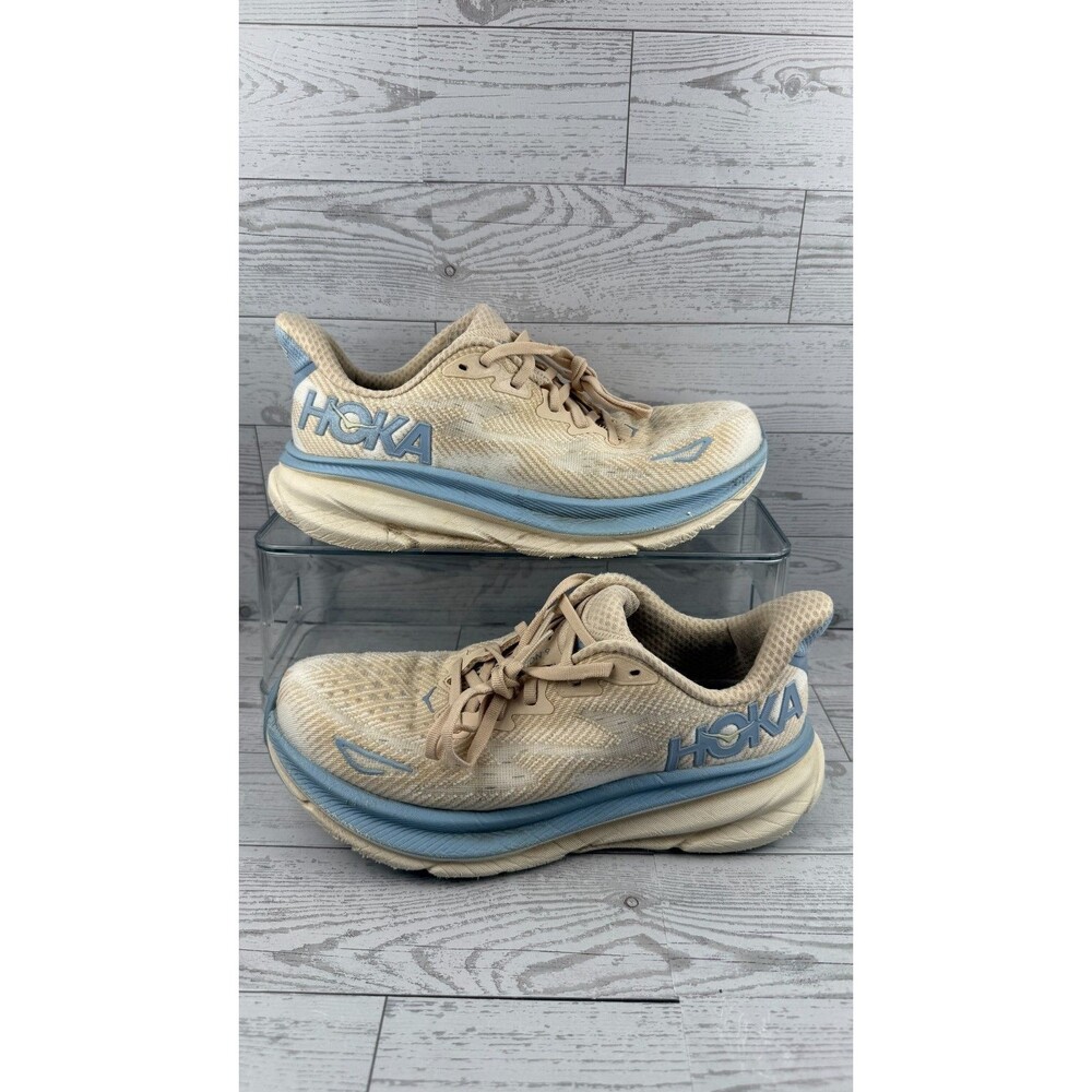 Hoka One One Clifton 9 1127896-OKLB Cream 7B Womens Sneakers Running Shoes #975
